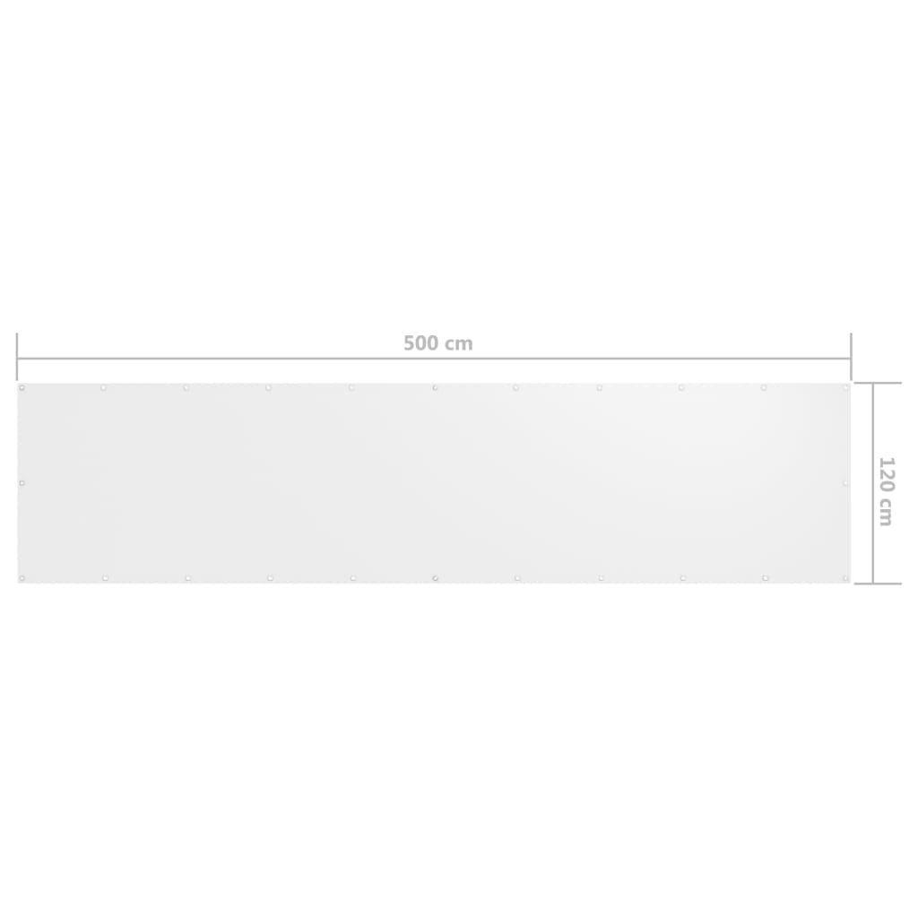 Paravan de balcon, alb, 120 x 500 cm, țesătură oxford