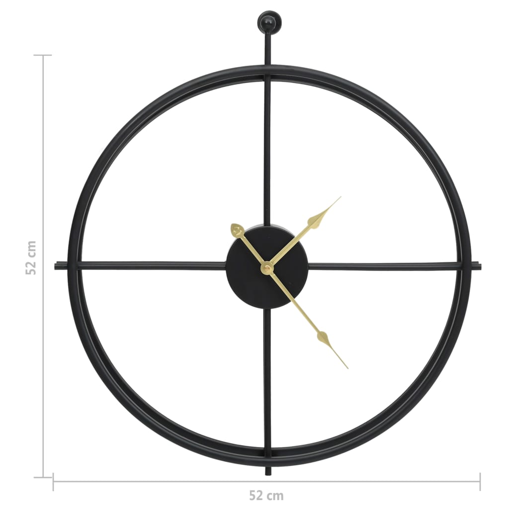 Ceas de perete, negru, 52 cm, fier