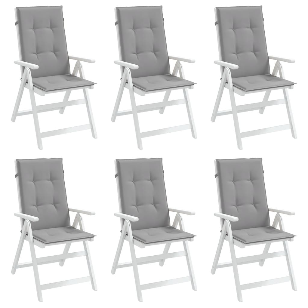 Perne scaun cu spătar înalt, 6 buc., gri, 120x50x3 cm, textil