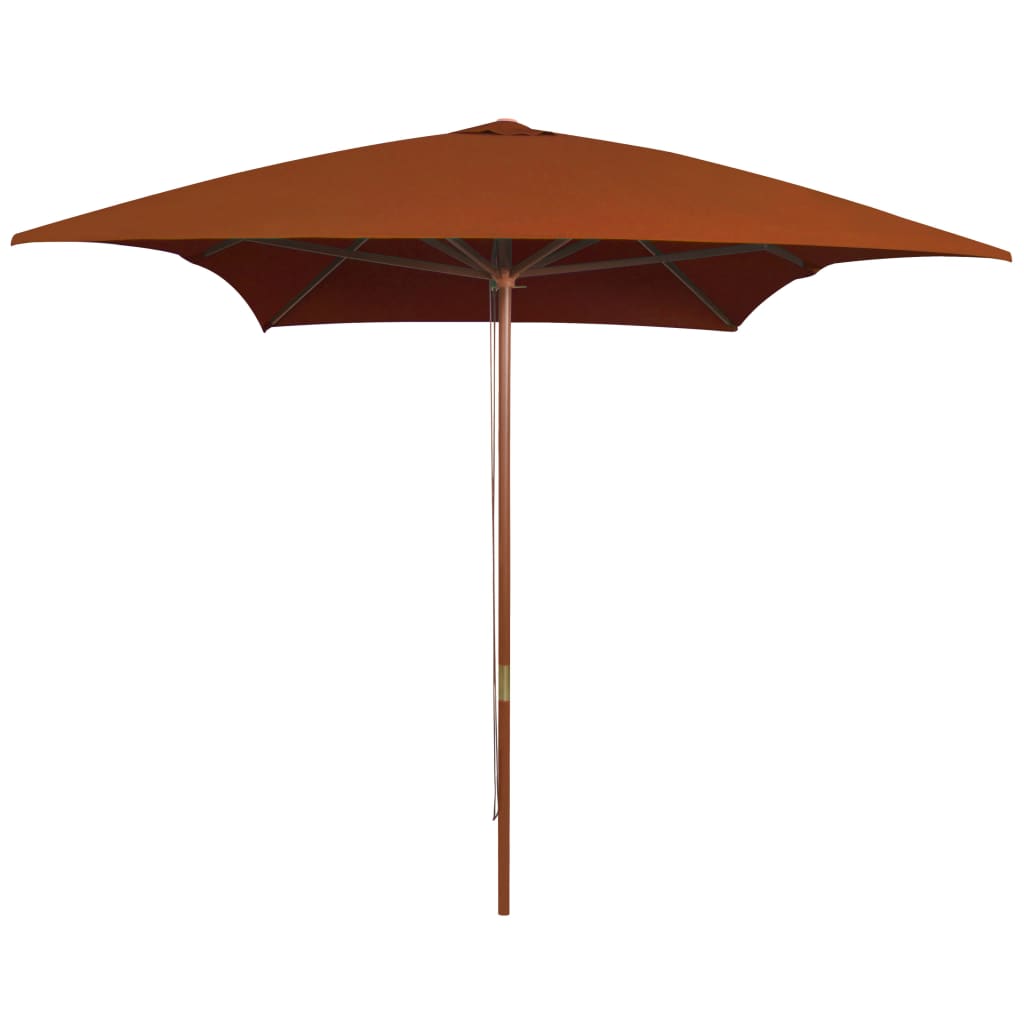 Umbrelă de soare, exterior, stâlp lemn, cărămiziu, 200x300 cm
