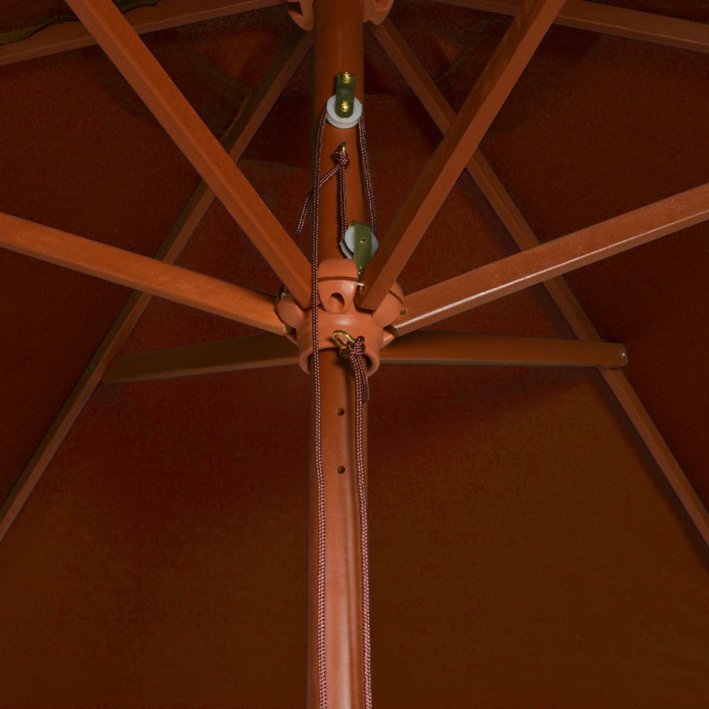Umbrelă de soare, exterior, stâlp lemn, cărămiziu, 200x300 cm