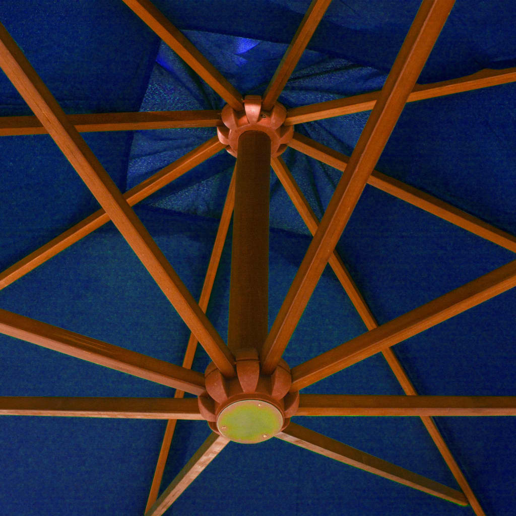 Umbrelă suspendată cu stâlp, albastru azuriu, 3x3 m, lemn brad