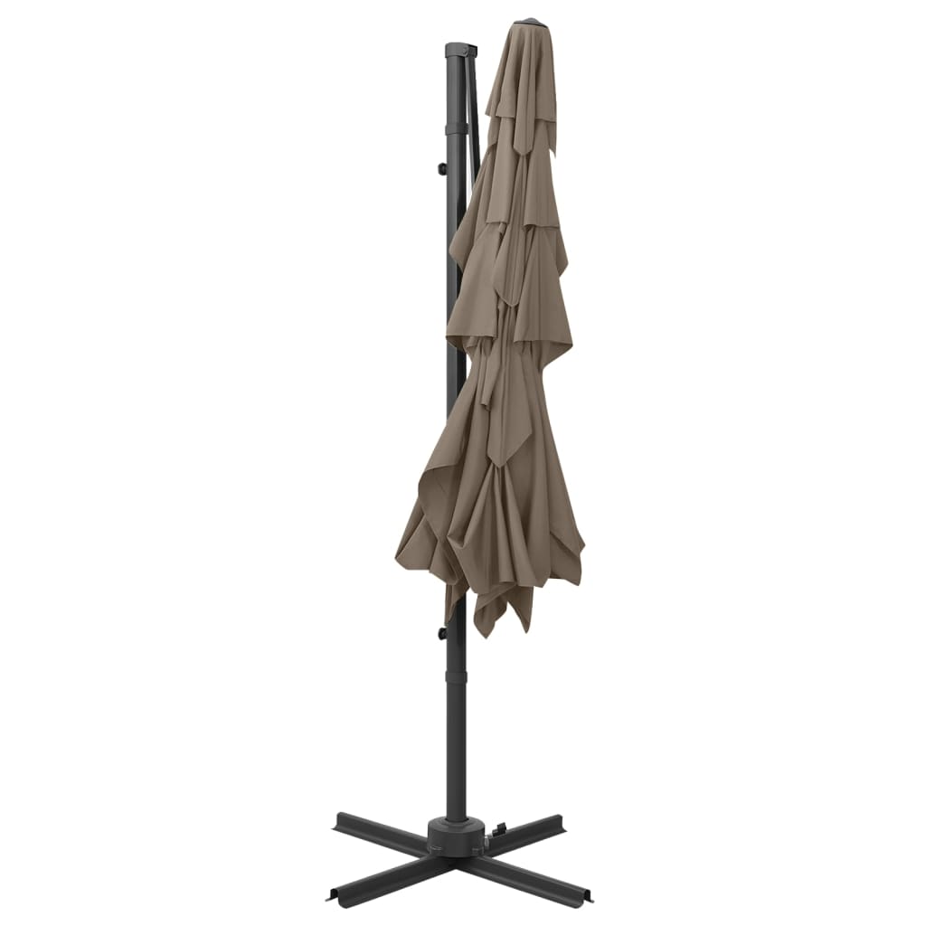 Umbrelă de soare 4 niveluri stâlp aluminiu gri taupe 250x250 cm