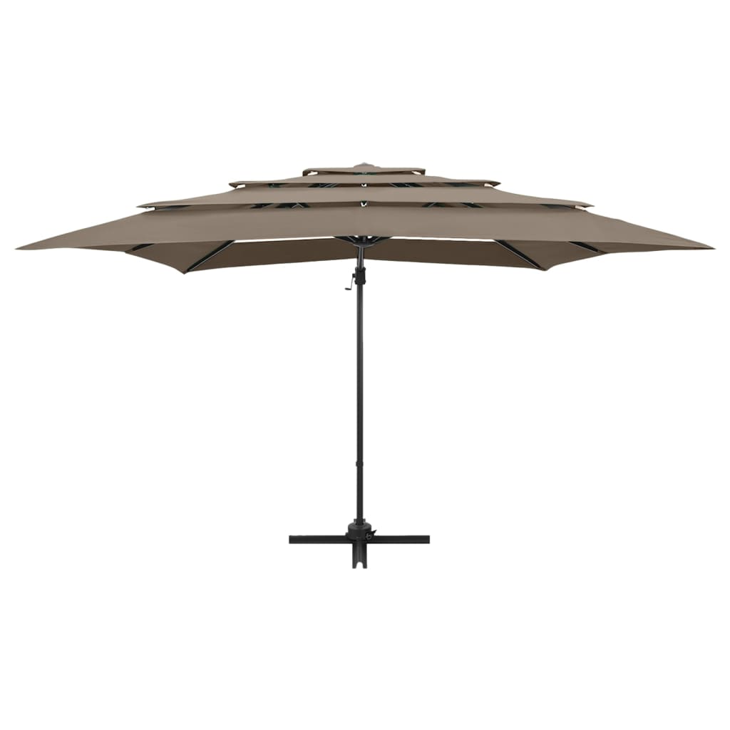 Umbrelă de soare 4 niveluri stâlp aluminiu gri taupe 250x250 cm