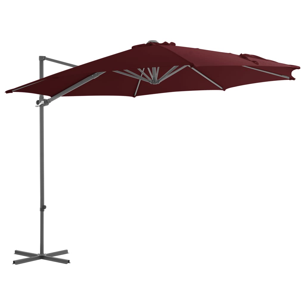 Umbrelă în consolă cu stâlp din oțel, roșu bordo, 300 cm