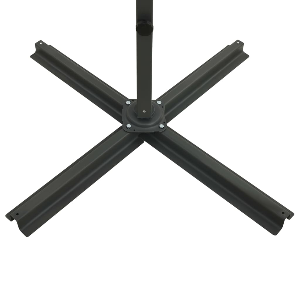 Umbrelă suspendată cu stâlp și LED-uri, negru, 250 cm
