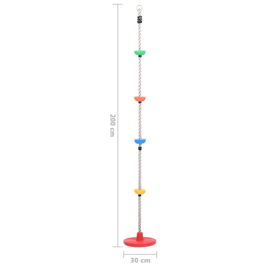 Frânghie de cățărat pentru leagăn, cu platforme și disc, 200 cm