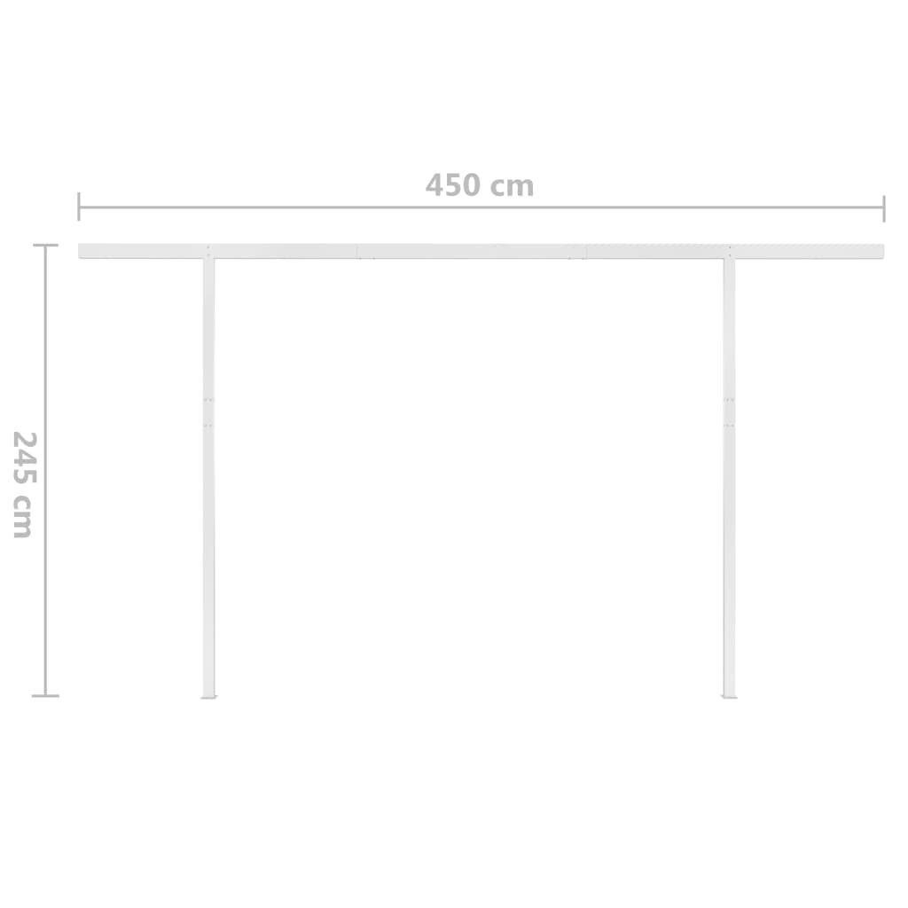 Copertină retractabilă manual cu stâlpi, albastru/alb 5x3,5 m