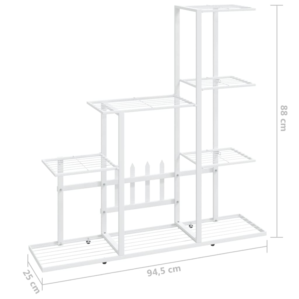 Suport pentru flori, 94,5x25x88 cm, alb, metal