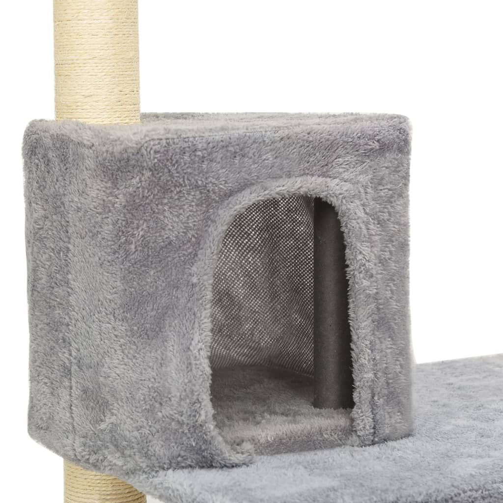 Ansamblu pisici, stâlpi din funie sisal, gri deschis, 119 cm