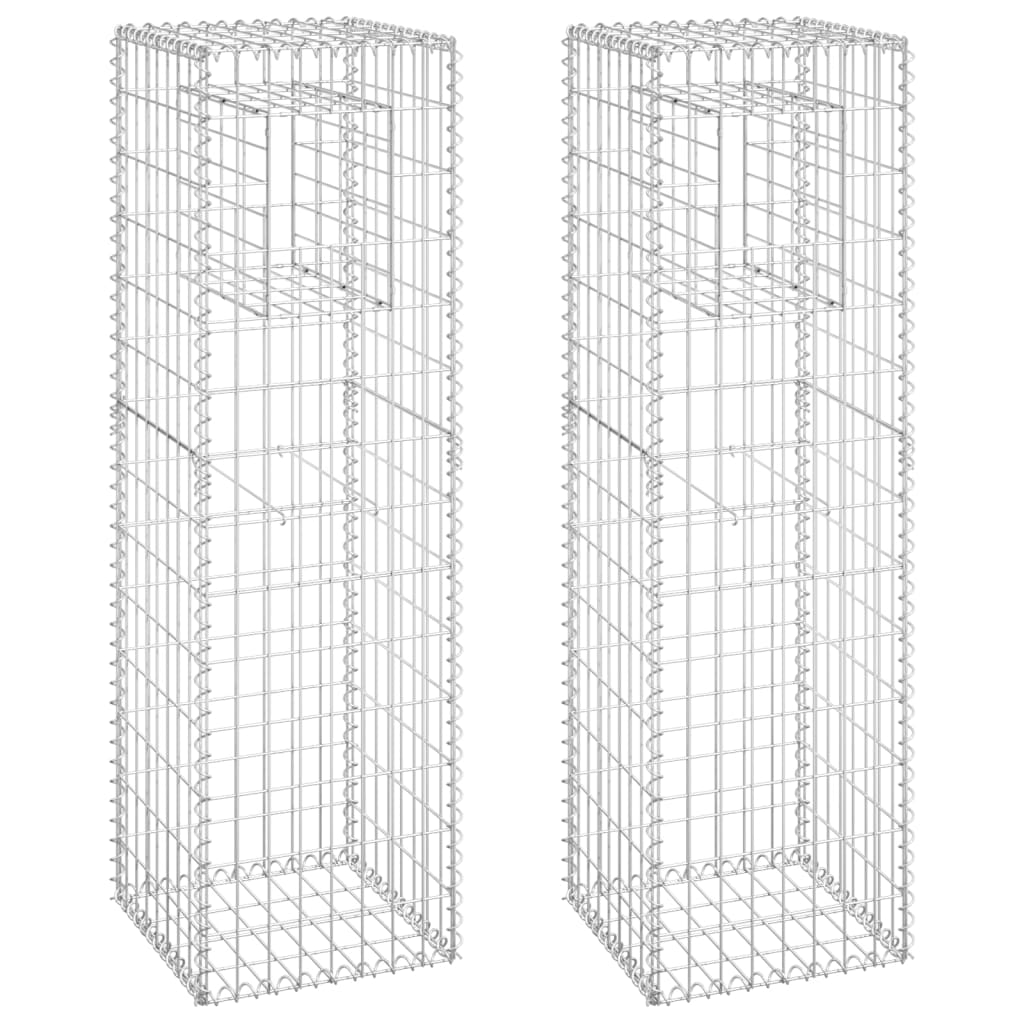 Stâlpi tip coș gabion, 2 buc., 40x40x140 cm, fier