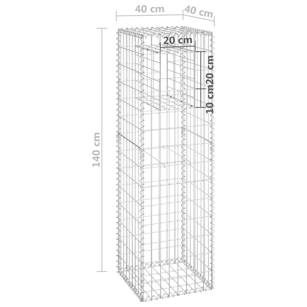 Stâlpi tip coș gabion, 2 buc., 40x40x140 cm, fier