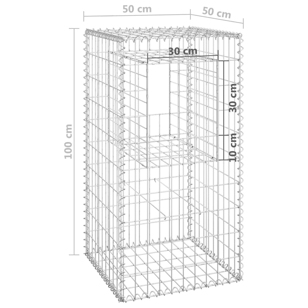 Stâlpi tip coș gabion, 2 buc., 50x50x100 cm, fier