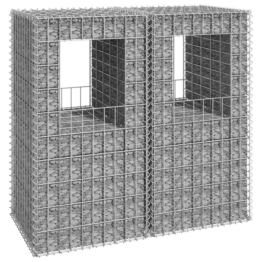 Stâlpi tip coș gabion, 2 buc., 50x50x100 cm, fier