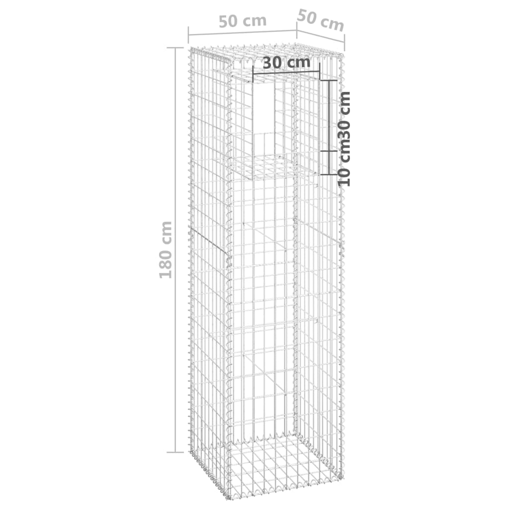 Stâlpi tip coș gabion, 2 buc., 50x50x180 cm, fier