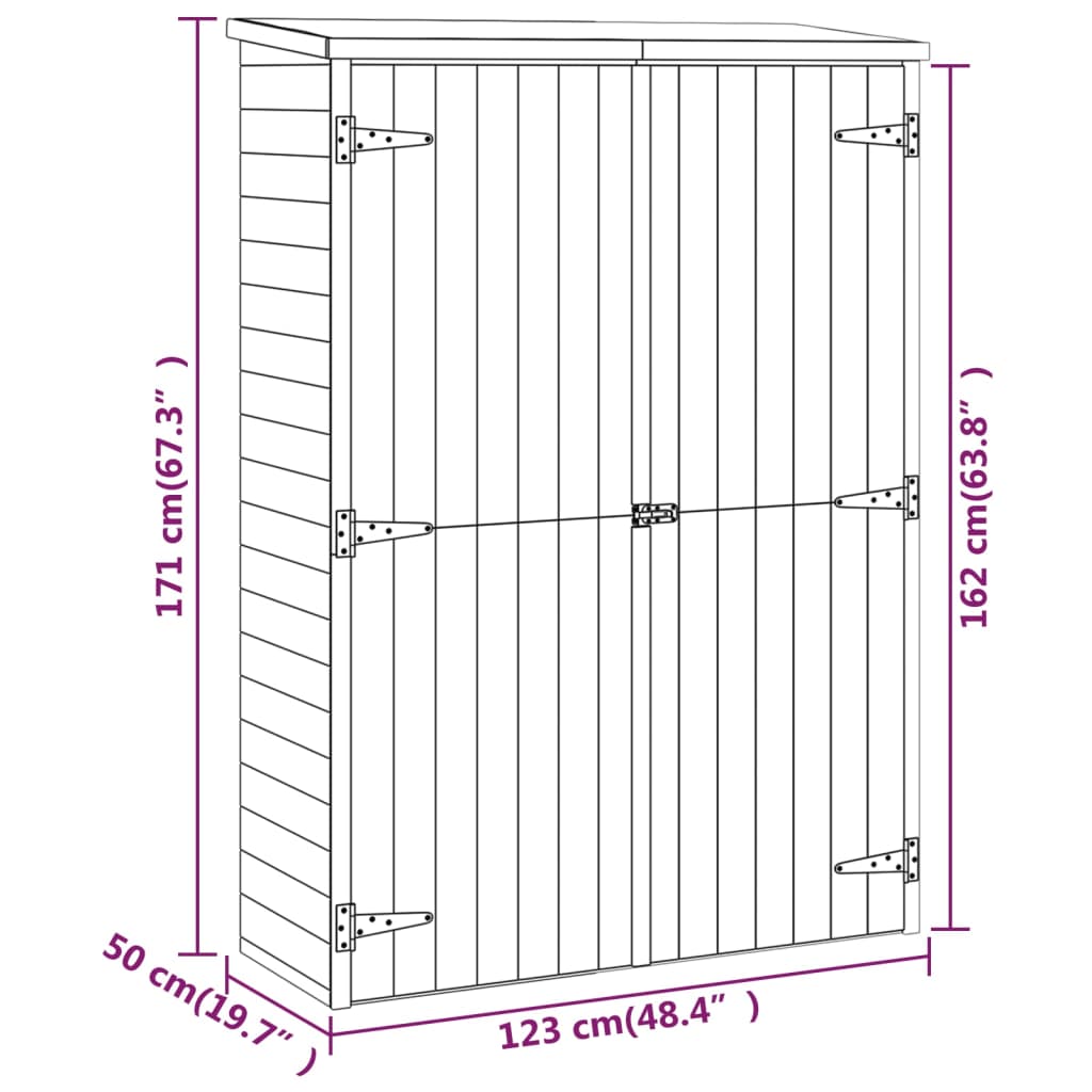 Magazie de unelte de grădină 123x45x171cm lemn masiv pin tratat