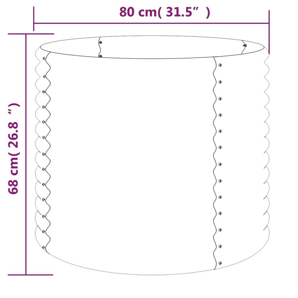 Jardinieră grădină gri 80x80x68 cm oțel vopsit electrostatic