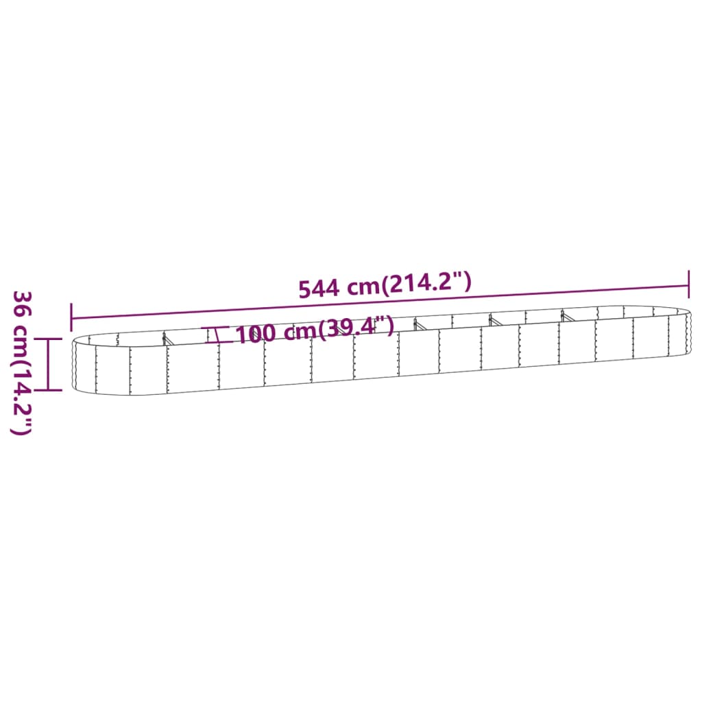 Strat înălțat grădină 544x100x36 cm oțel vopsit electrostatic