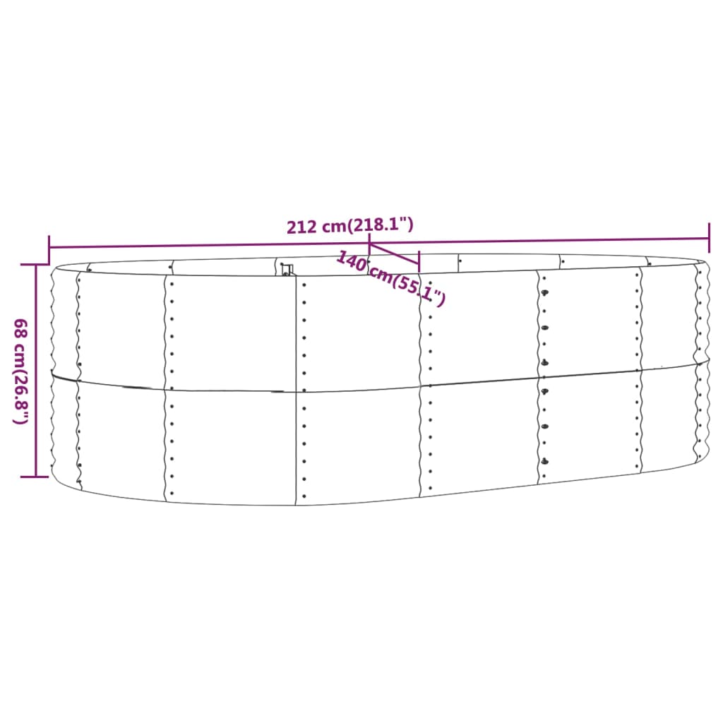 Strat înălțat grădină argintiu, oțel vopsit electrostatic