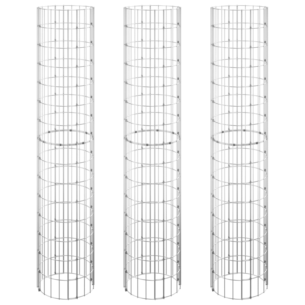 Strat înălțat gabion 3 buc. Ø30x150 cm oțel galvanizat circular