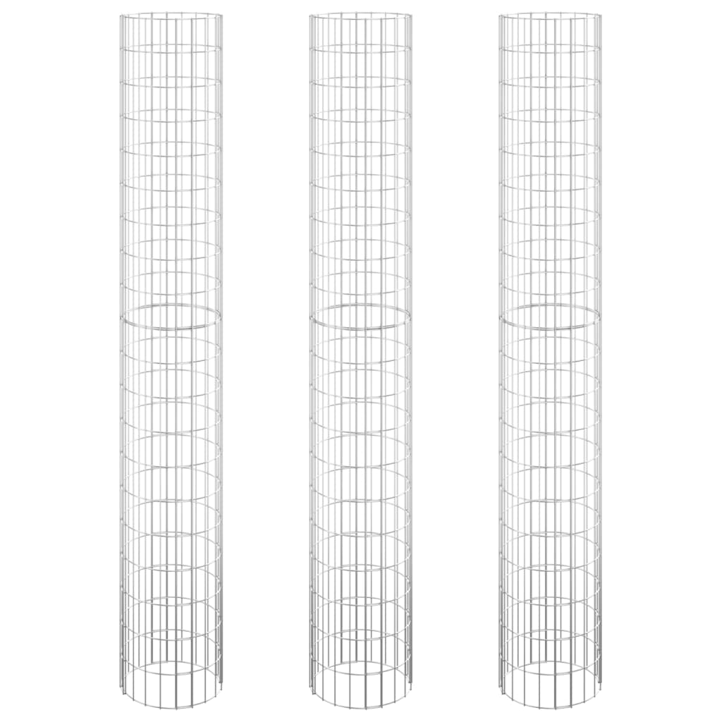 Strat înălțat gabion 3 buc. Ø30x200 cm oțel galvanizat circular