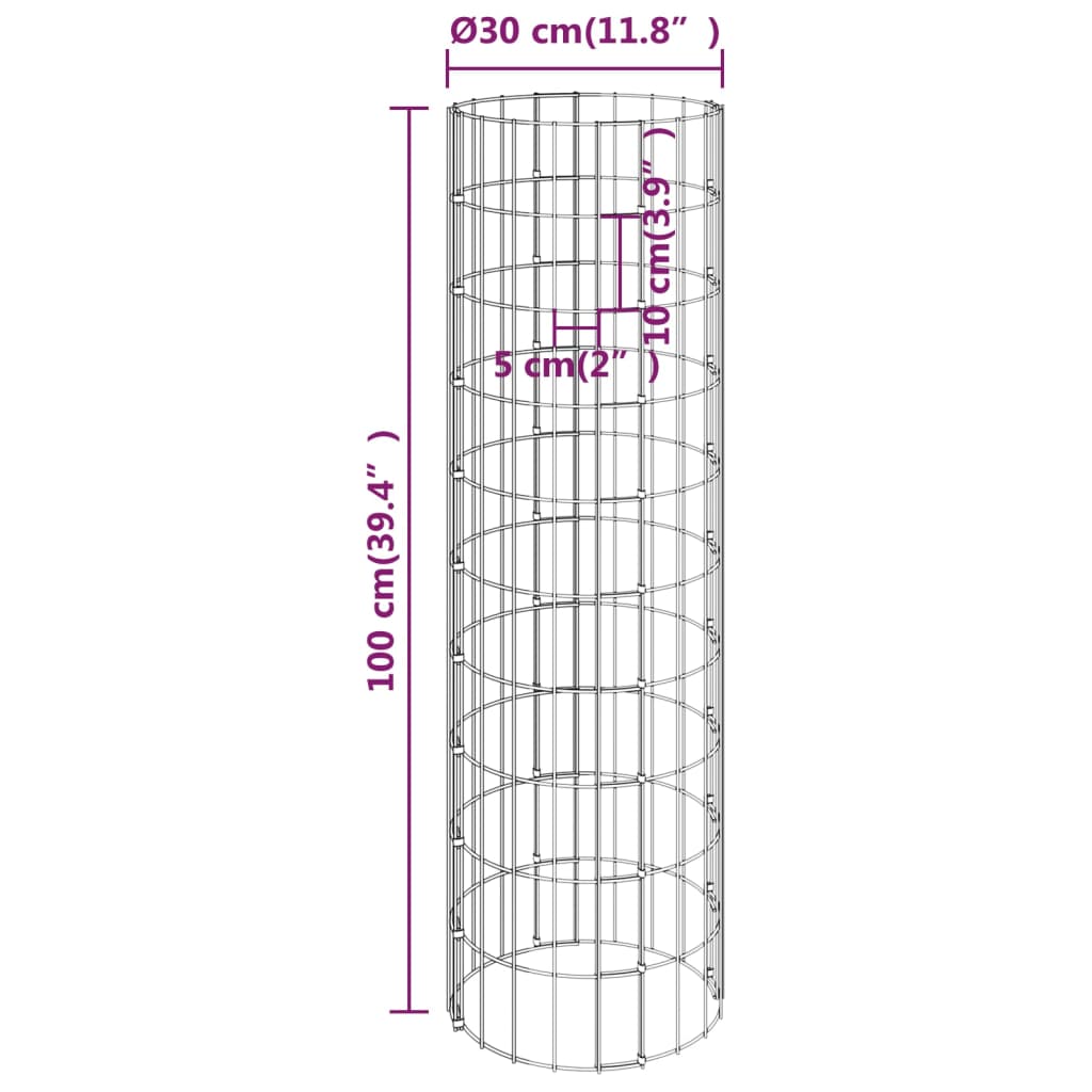 Straturi înălțate gabion 4 buc. Ø30x50/100/150/200 cm circulare