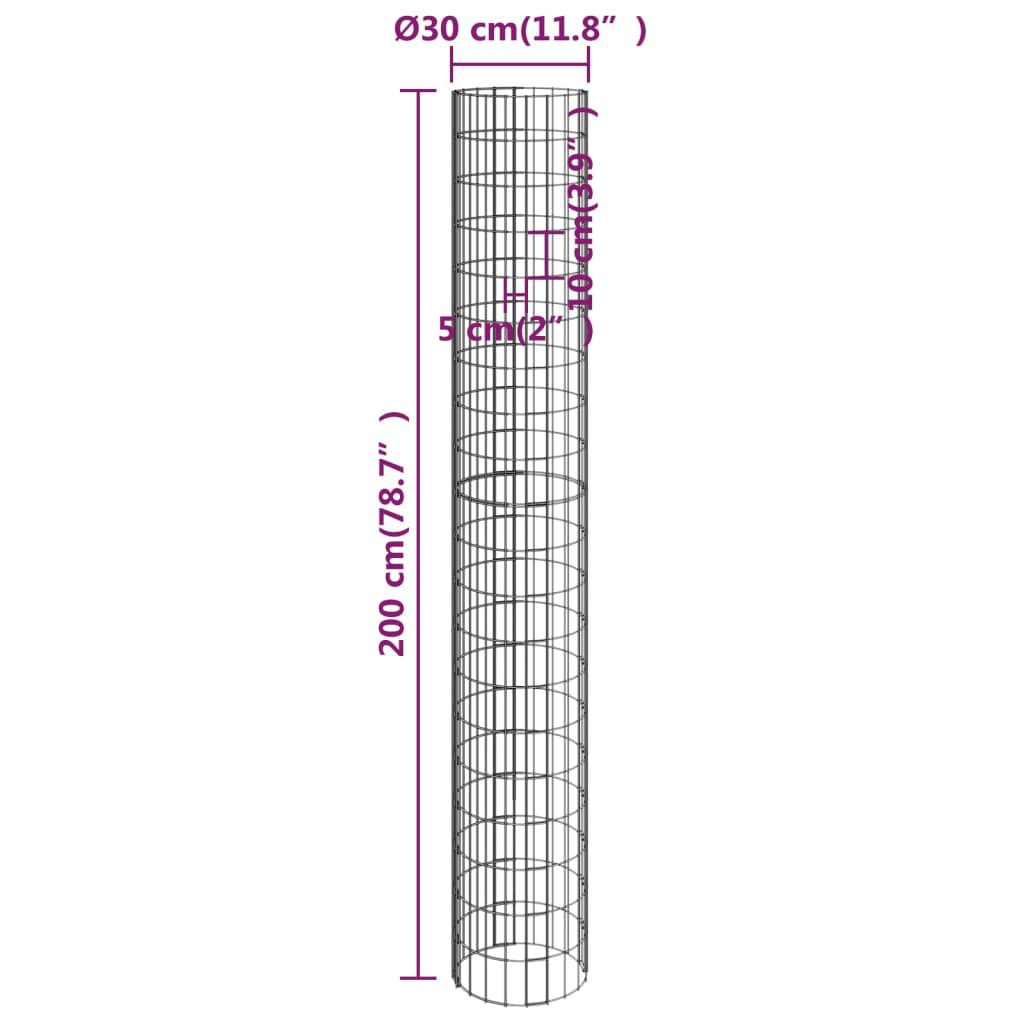 Straturi înălțate gabion 4 buc. Ø30x50/100/150/200 cm circulare