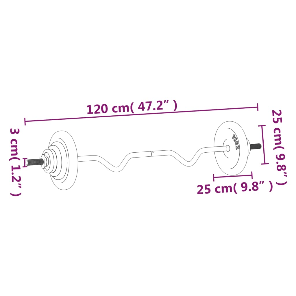 Set de halteră cu discuri, 30 kg, fontă și oțel cromat