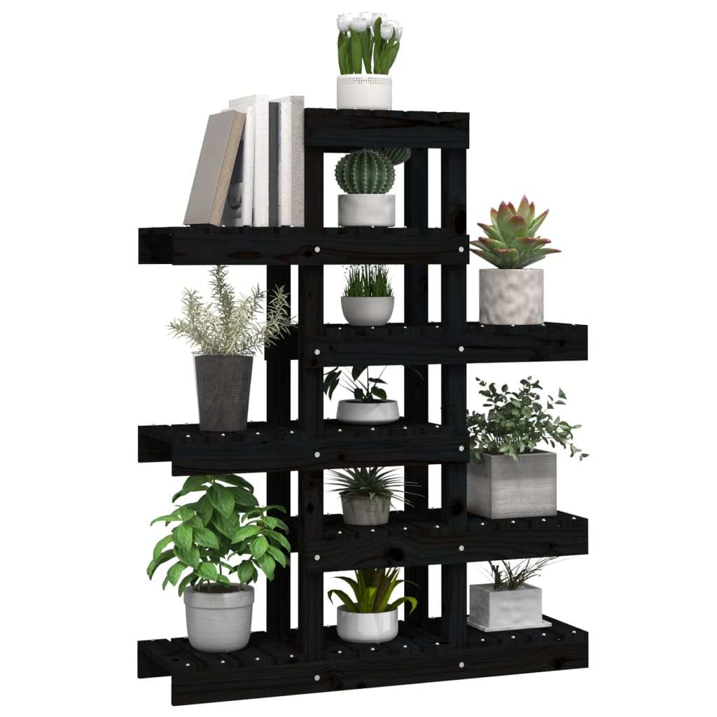 Suport pentru plante, negru, 85x25x109,5 cm, lemn masiv de pin