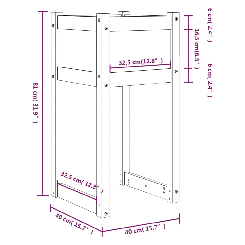 Jardiniere, 2 buc., alb, 40x40x81 cm, lemn masiv de pin