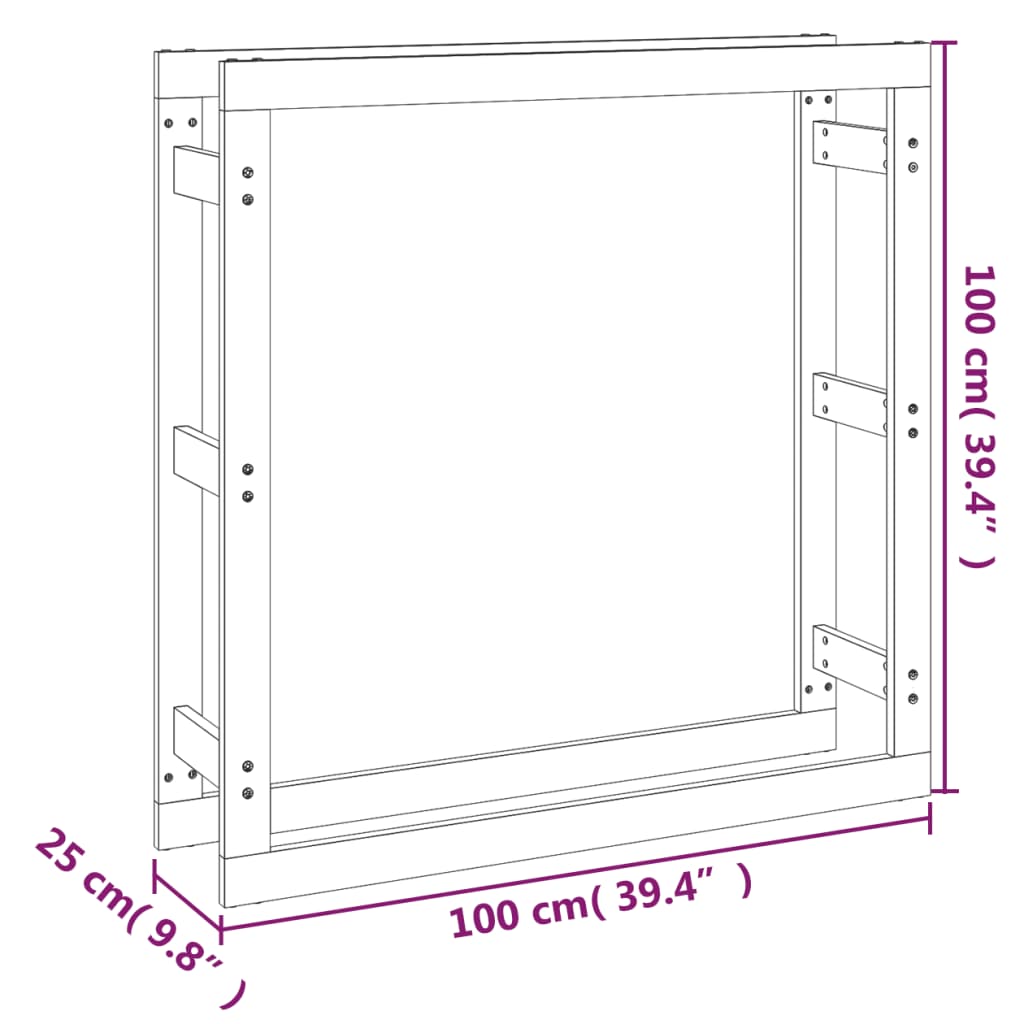 Rastel pentru lemne de foc, 100x25x100 cm, lemn masiv pin