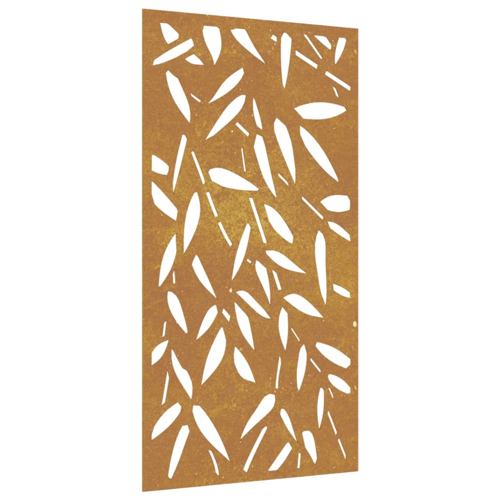 Decor de perete 105x55 cm design frunze bambus oțel Corten