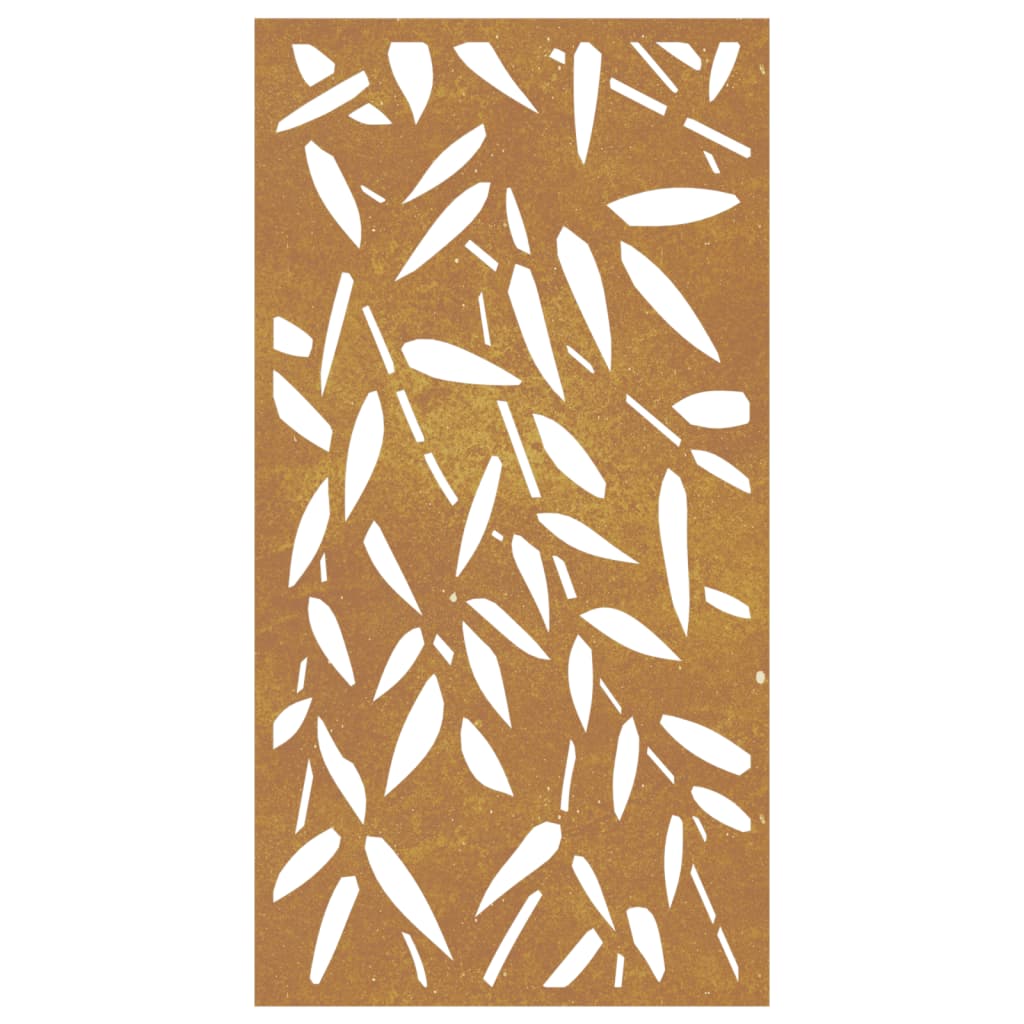 Decor de perete 105x55 cm design frunze bambus oțel Corten