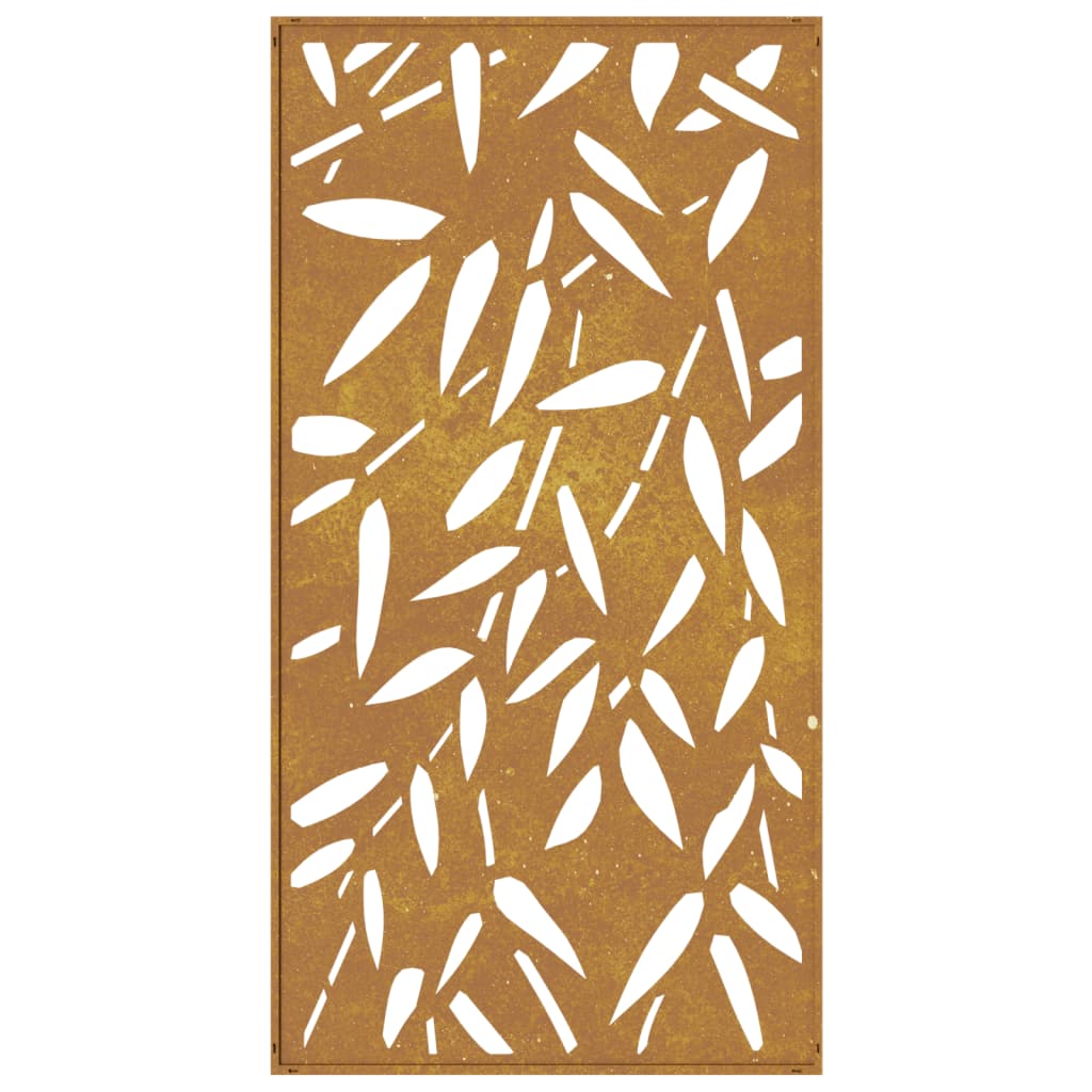 Decor de perete 105x55 cm design frunze bambus oțel Corten