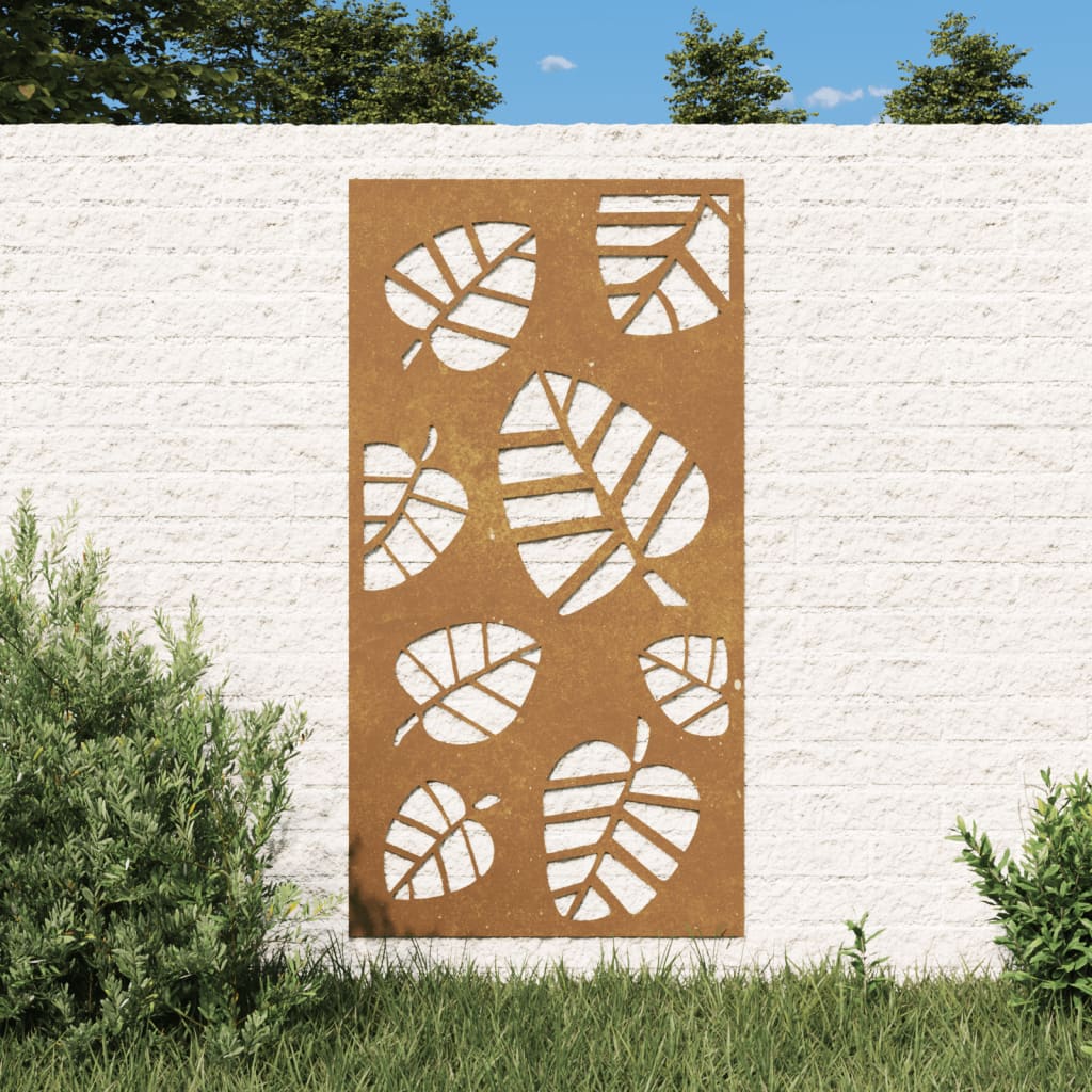 Decorație perete de grădină 105x55 cm design frunze oțel Corten