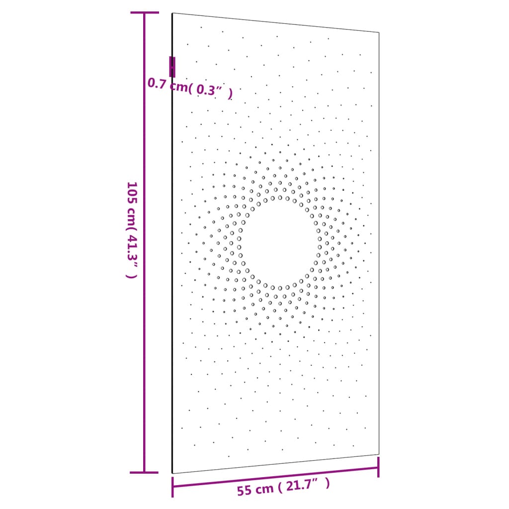 Decor perete de grădină 105x55 cm design soare oțel Corten