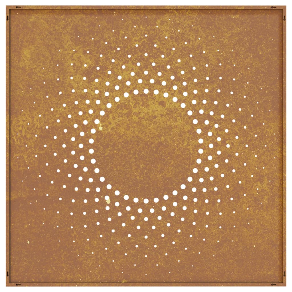 Decor perete de grădină 55x55 cm design soare oțel Corten