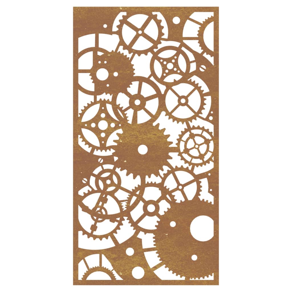 Decor perete grădină 105x55 cm design roți zimțare oțel Corten