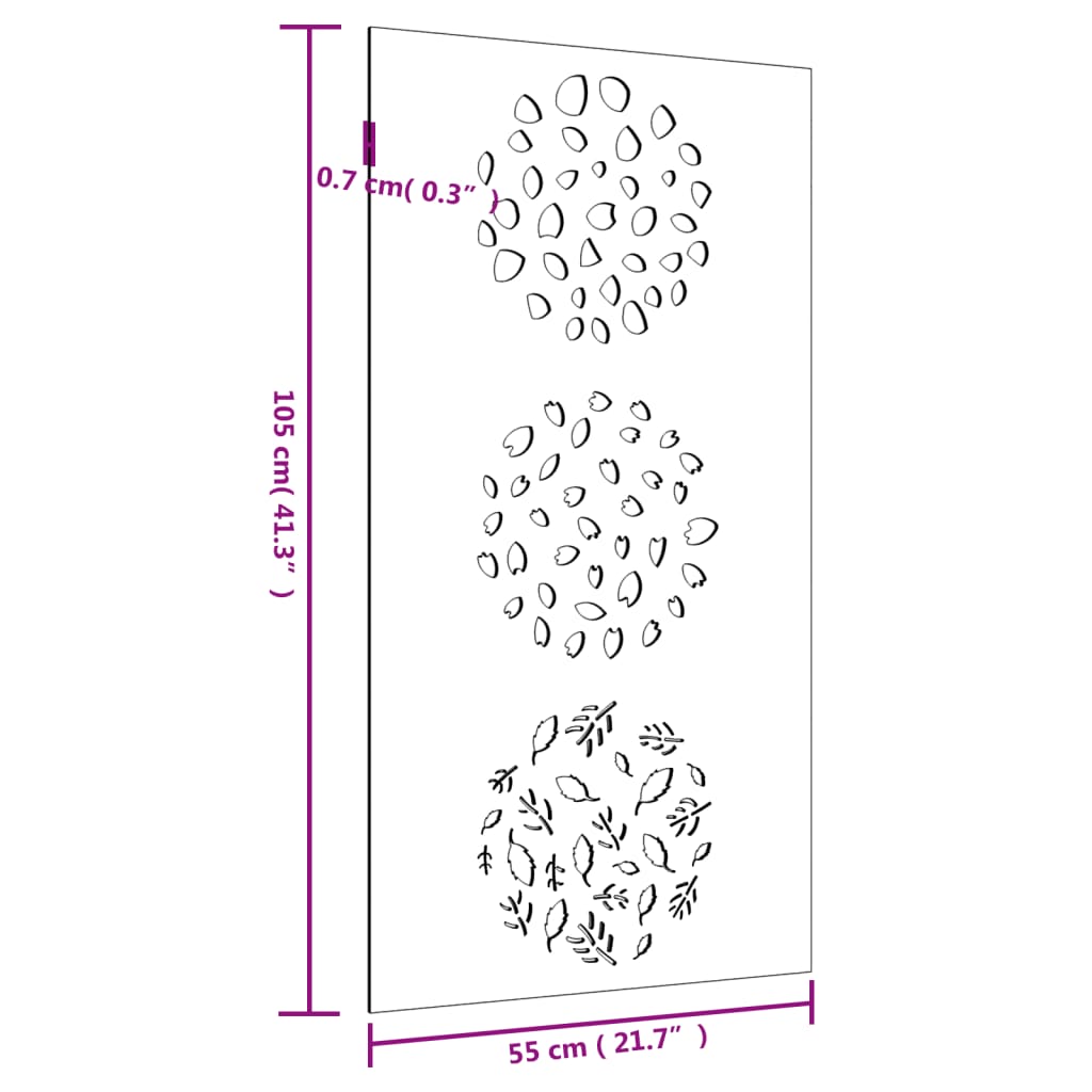 Decorație perete de grădină 105x55 cm design frunze oțel Corten