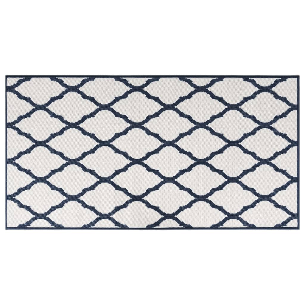 Covor de exterior, bleumarin/alb, 80x150 cm, design reversibil