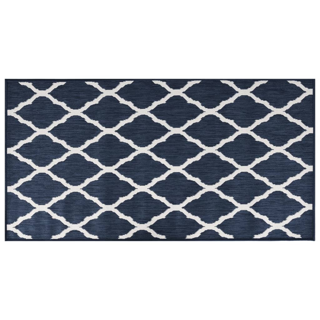 Covor de exterior, bleumarin/alb, 80x150 cm, design reversibil