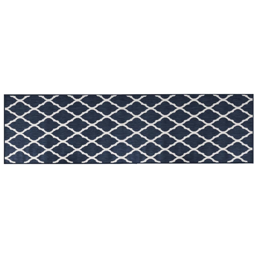 Covor de exterior, bleumarin/alb, 80x250 cm, design reversibil