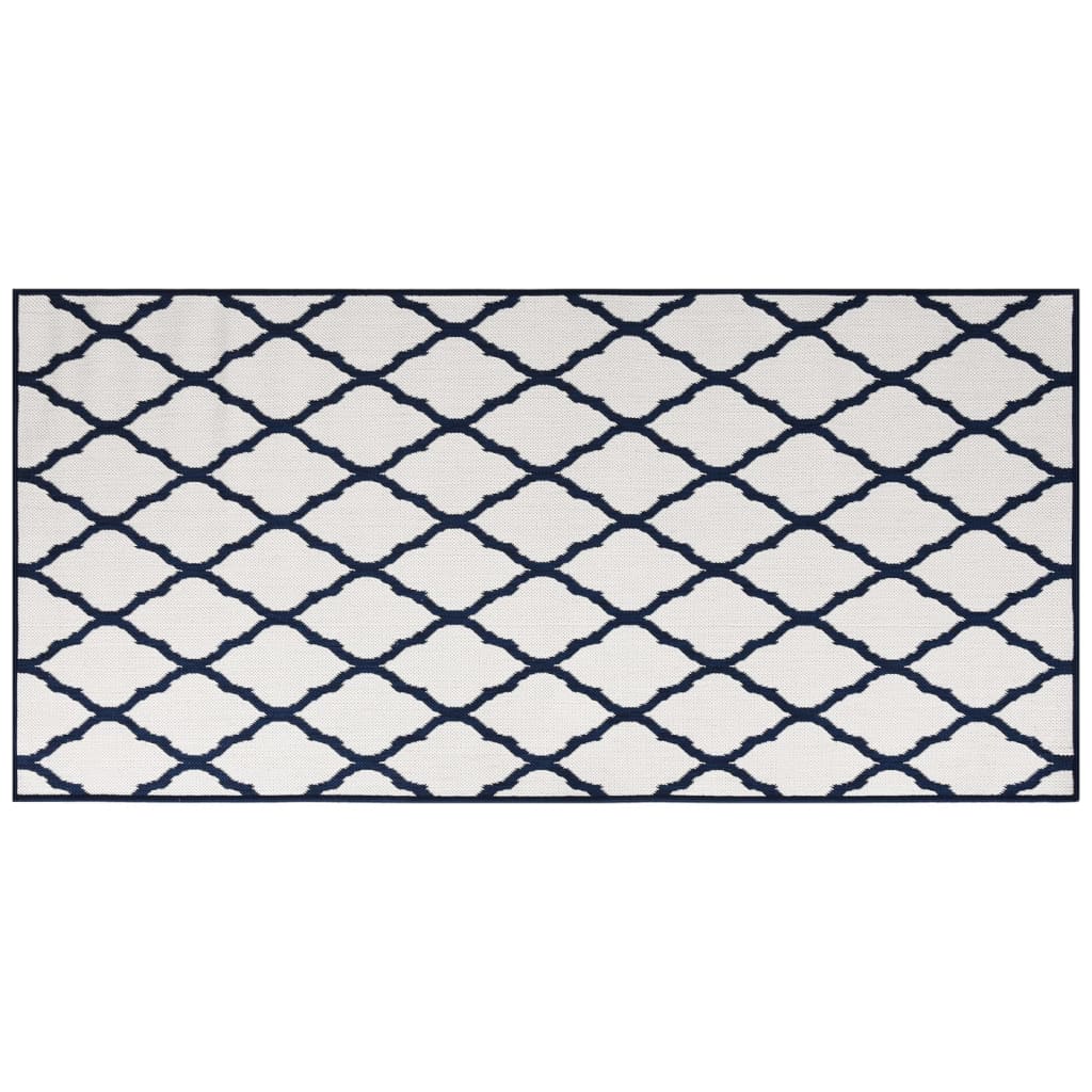 Covor de exterior, bleumarin/alb, 100x200 cm, design reversibil