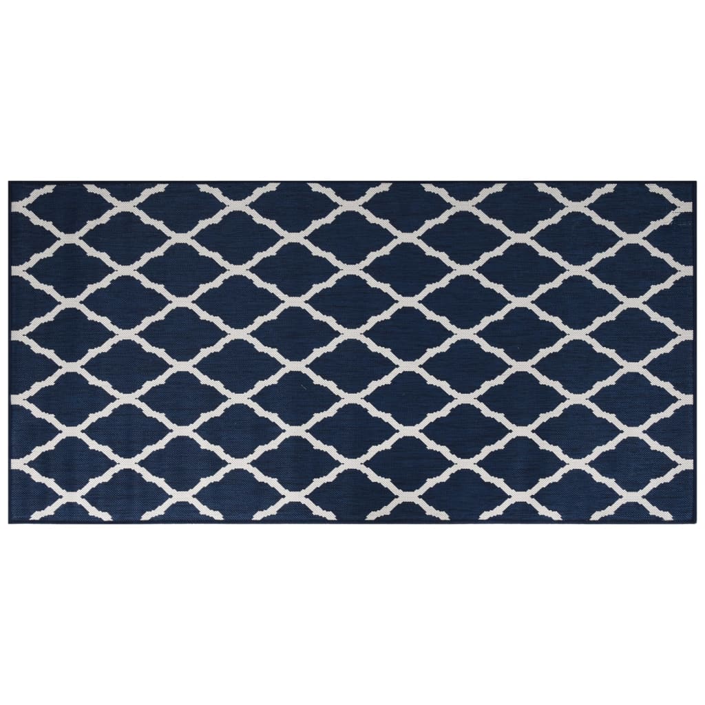 Covor de exterior, bleumarin/alb, 100x200 cm, design reversibil