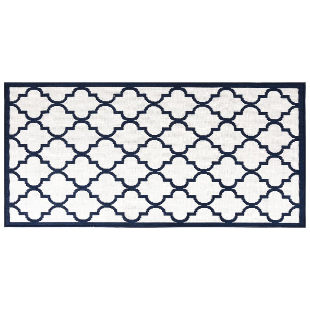 Covor de exterior, bleumarin/alb, 80x150 cm, design reversibil