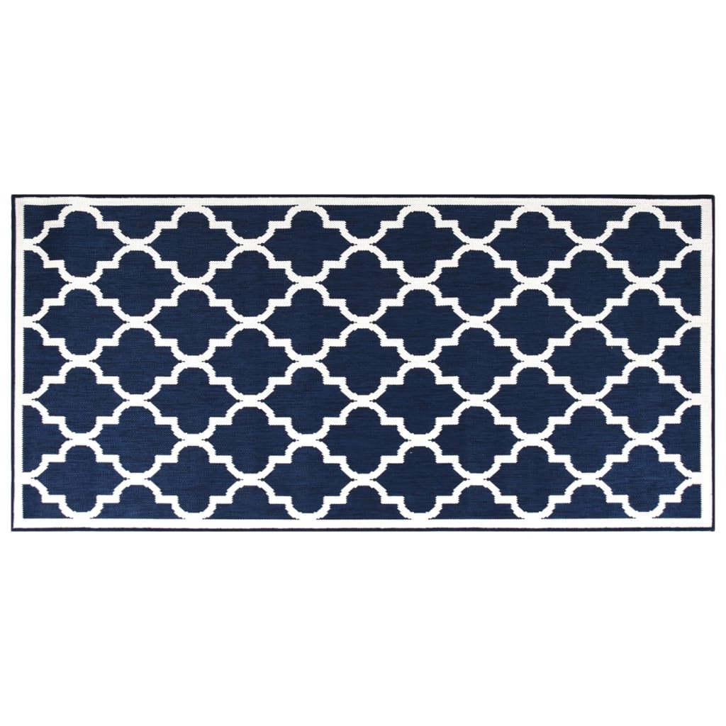 Covor de exterior, bleumarin/alb, 80x150 cm, design reversibil