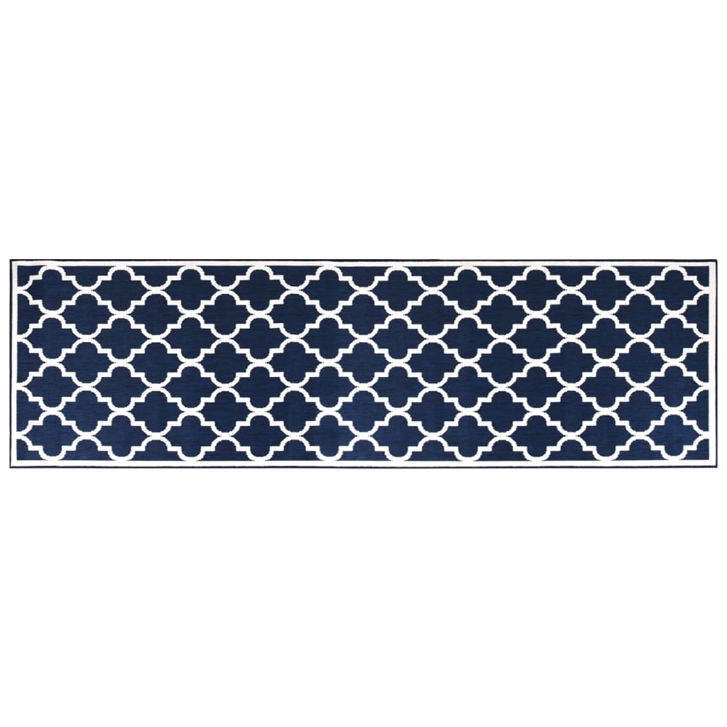 Covor de exterior, bleumarin/alb, 80x250 cm, design reversibil