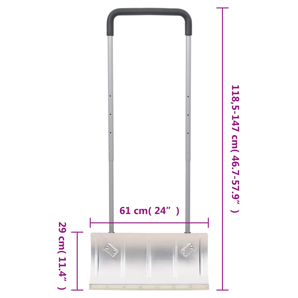 Lopată de zăpadă mâner extensibil argintiu 61 cm lamă din oțel